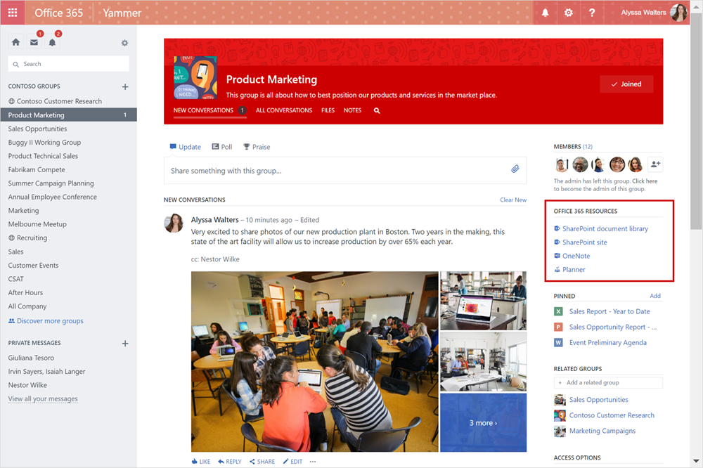 Yammer integration with Office 365 Groups now rolling out